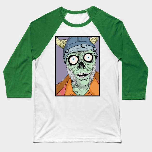 Zombie Viking Steve Baseball T-Shirt by Corey Has Issues